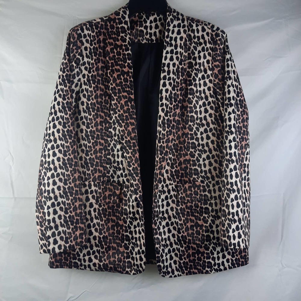 NWT The Vintage Wild Flowers Stunning Leopard print lined open blazer XL